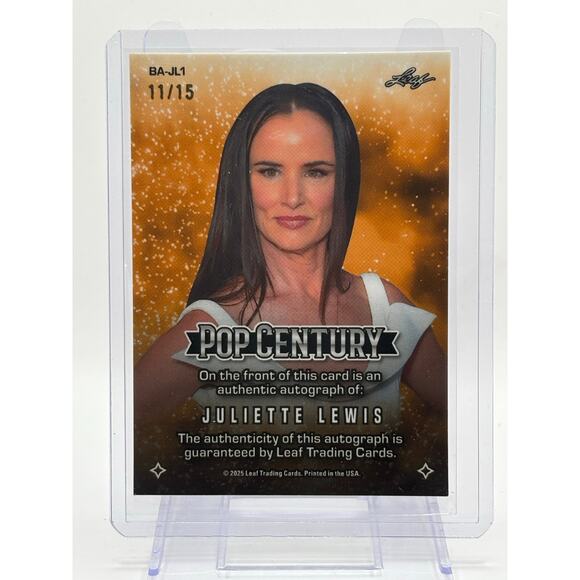 2025 Leaf Pop Century Juliette Lewis Shimmer Auto 11/15 SP Natural Born Killers - Picture 2 of 2